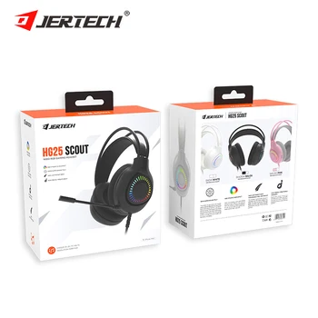 JERTECH HG01 LED Earphones Telephone Custom Accessories Noise Cancelling Headphones Wire USB Gamer Microphone Gaming Headset