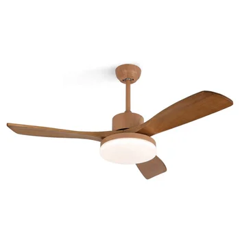 Home Living Room Large Wind Fan Ceiling Fan Light Bright LED Wood Grain 3 Leaf Fan Light