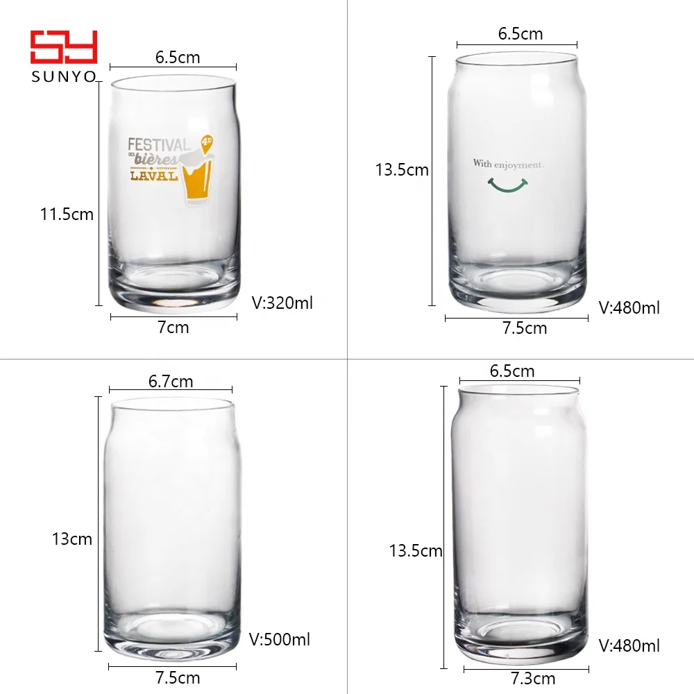 Handmade Custom Transparent Beer Can Shape Glass Cup