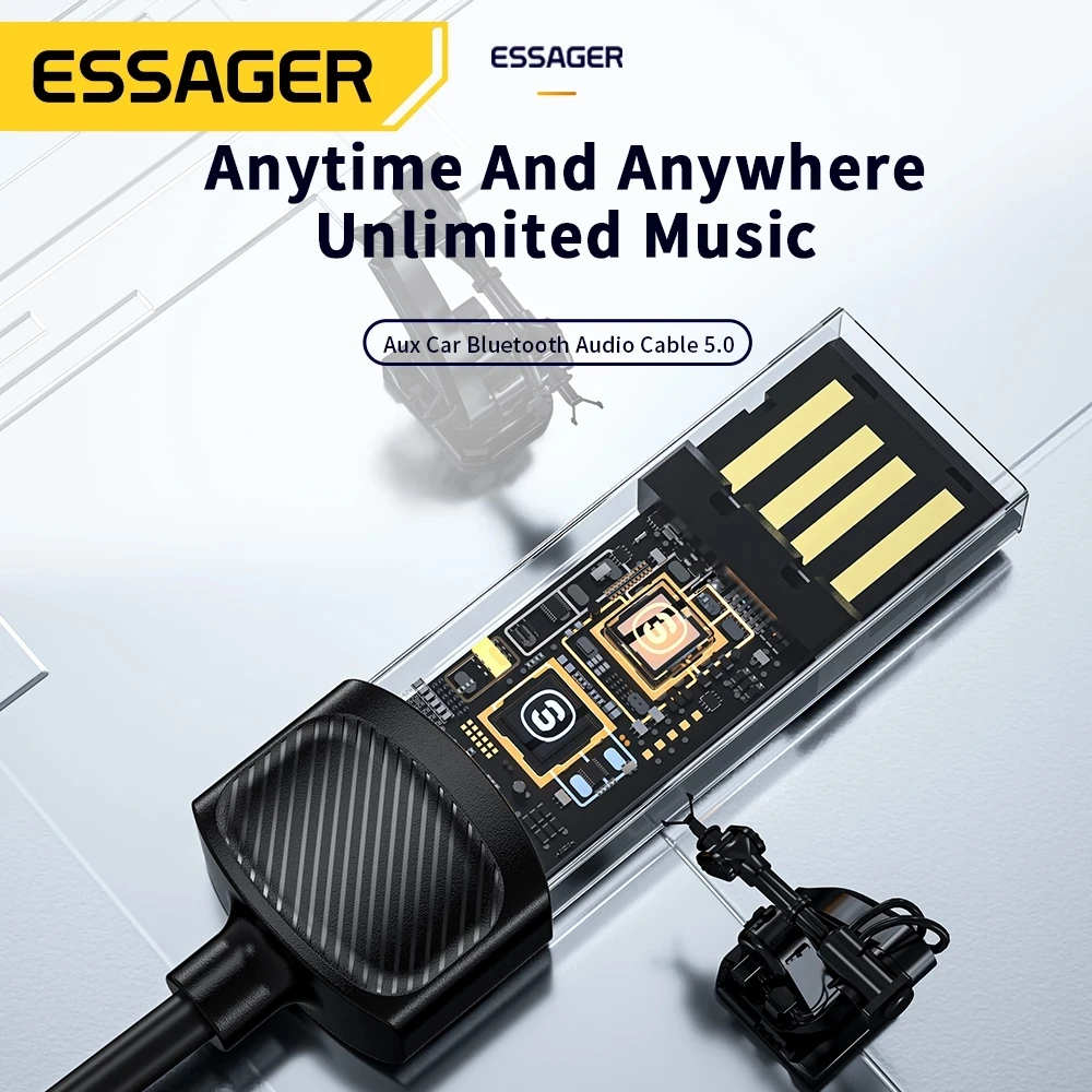 Esager USB синий зуб Aux адаптер ключ до 3 5 мм Джек аудио беспроводной автомобильный комплект громкой связи Bluetooth для автомобиля стерео приемник