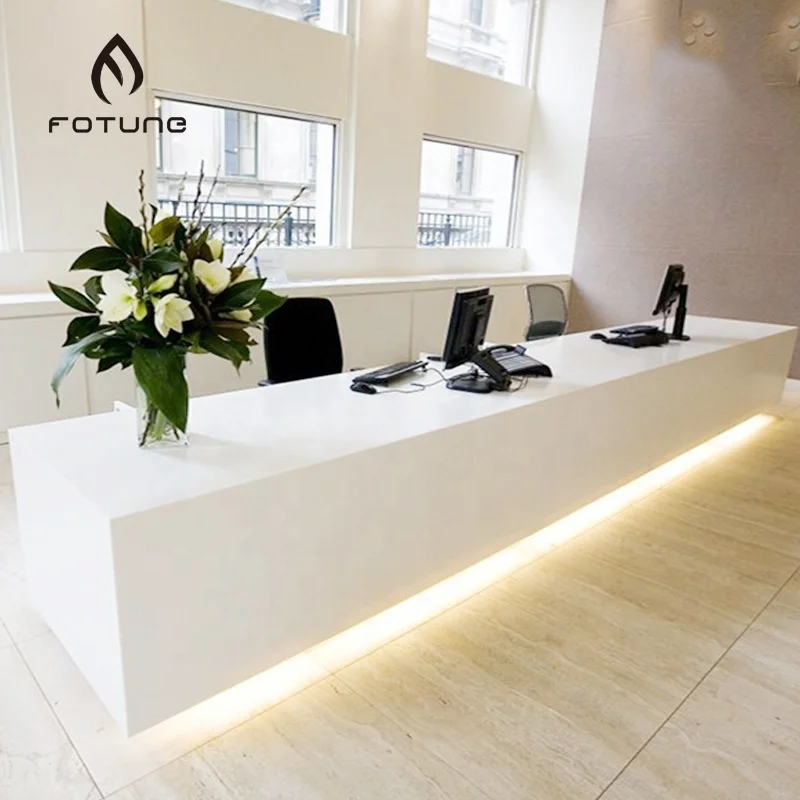 Modern Style Marble Corians Solid Surface Arc-Shaped Reception Desk for Office Workshop Salon Bar Hotel Store Front Counter