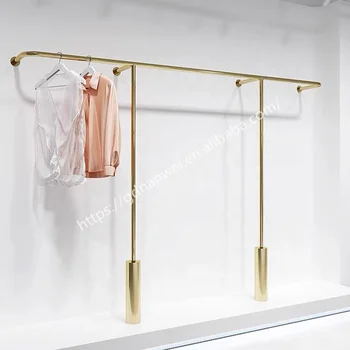 Custom Stainless Steel Boutique Gold Clothing Racks Garment Metal Women Store Dress Display Stands For Clothes Shops