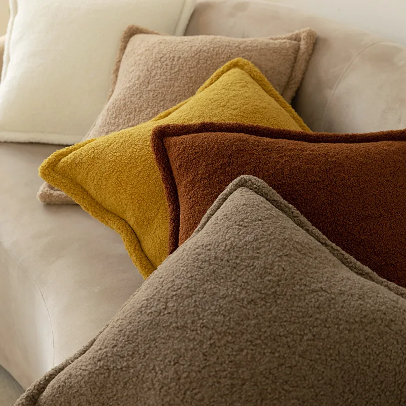 Aoyatex customized super soft solid color lamb throw pillow indoor decorate cushion details