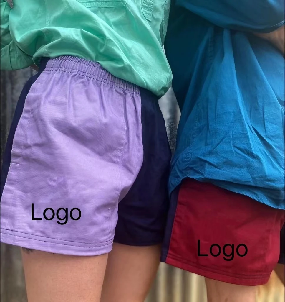 Hot Sale Custom Colors 100 Cotton Twill Rugby Shorts Embroidery Logos