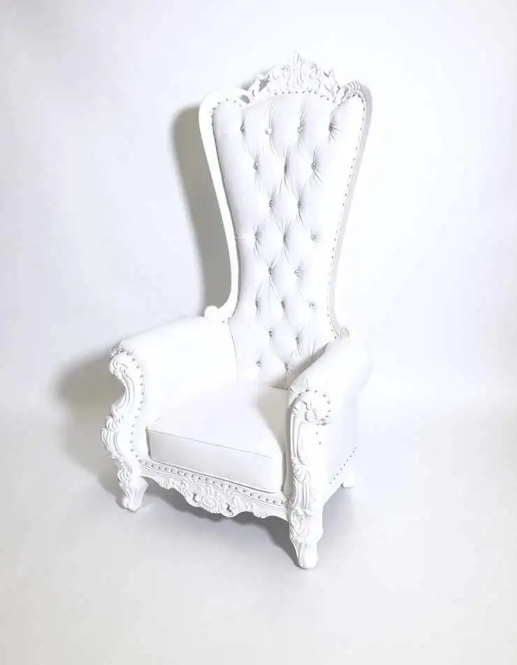 Bomacy White Leather and White Wood Frame Salon Furniture SPA Luxury Throne Pedicure Chair