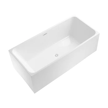 1500*600*750mm 59 Inch & 67 Inch Contemporary Alcove Acrylic Bathtub with Right Hand Drain and Overflow Holes, White