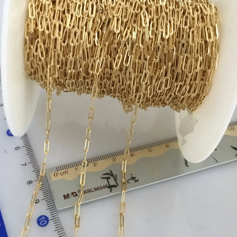 Hot Sale 14k Gold Filled Paper Clip Rope Chain Bulk Roll For Jewelry