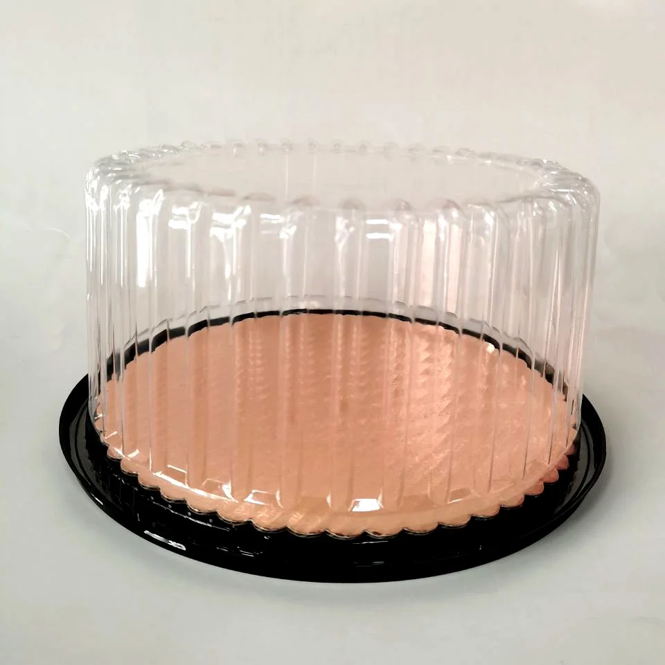 Disposable Plastic Cake Storage Box Container 8 Inch With Plastic Dome Lid and Secure Seal Clear Plastic Round Cake Box