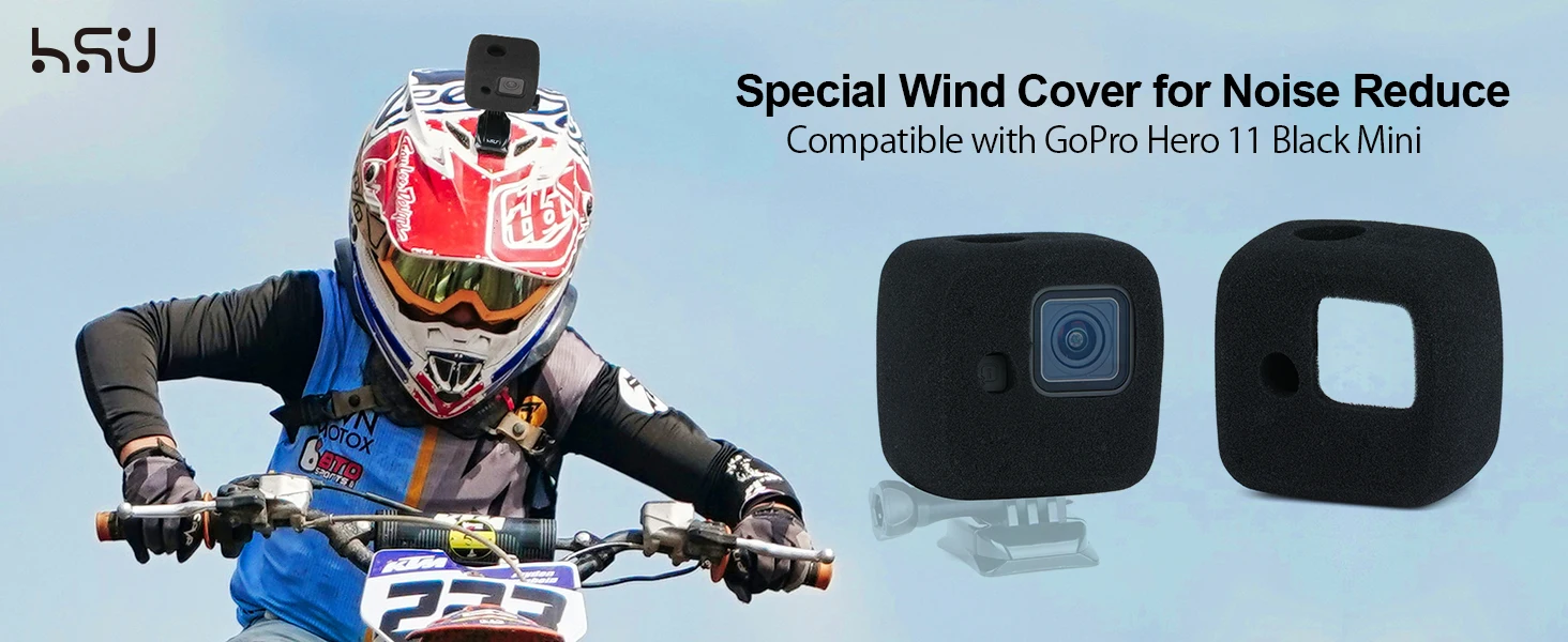 HSU Windslayer, поролоновый чехол для лобового стекла для Go Pro Hero12/11, черный аксессуар, чехол для снижения шума ветра, аксессуары для Go Pro