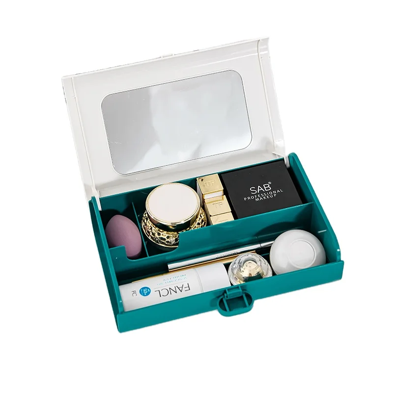 Caja De Maquillaje De Plástico Con Espejo,Organizador De Joyería De Viaje  Único,Mini Estuche De Maquillaje Portátil Apilable - Buy Portátil Bolsa De Maquillaje  Para Pinceles De Maquillaje,Multifunción Caja De Cosméticos Diseño Para