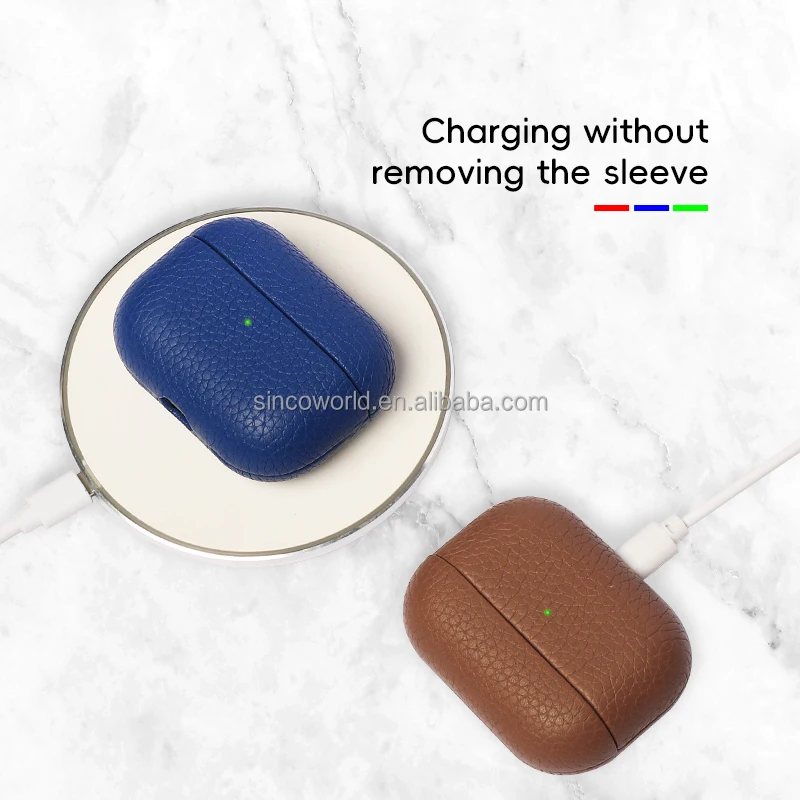 Custom Genuine Leather Material Earbud Case for AirPods GRS Pure Color Bluetooth Wireless Headphone Accessories