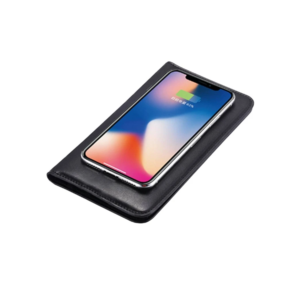 Power Charging Leather Wallet With Phone Battery Charger Power Bank 6800mAh  for Men