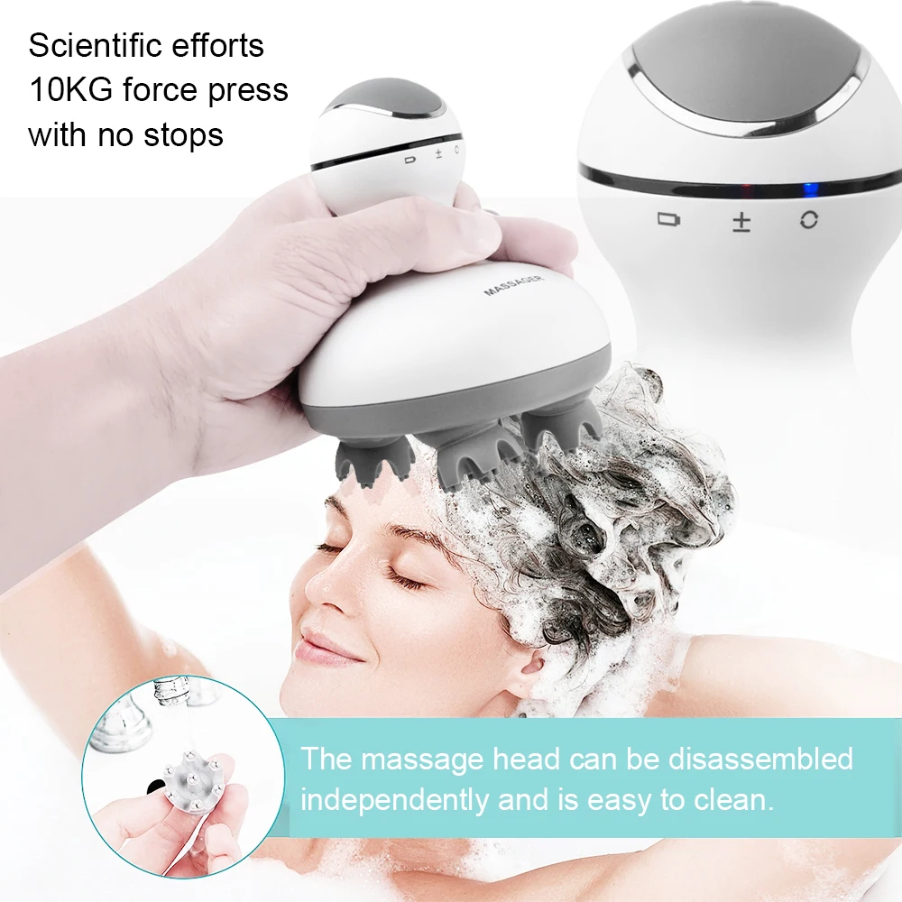 New Portable Smart Electric Hair Scalp Head Massager Rechargeable ...