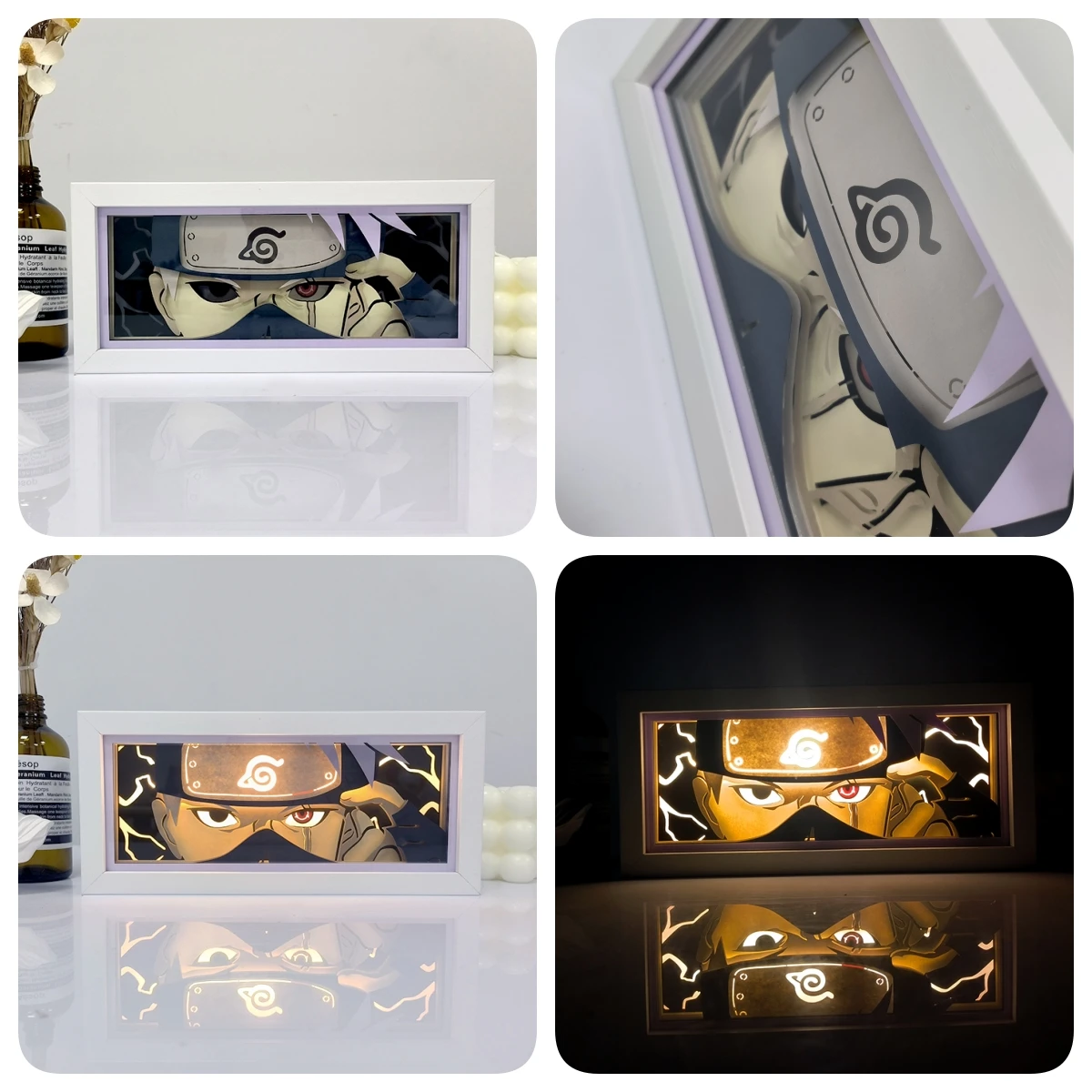 69 Designs RGB Framed 3D Paper Cut Carving Lamp Cartoon Character Uzumaki Anime Figure Paper LED Light Box Night Light