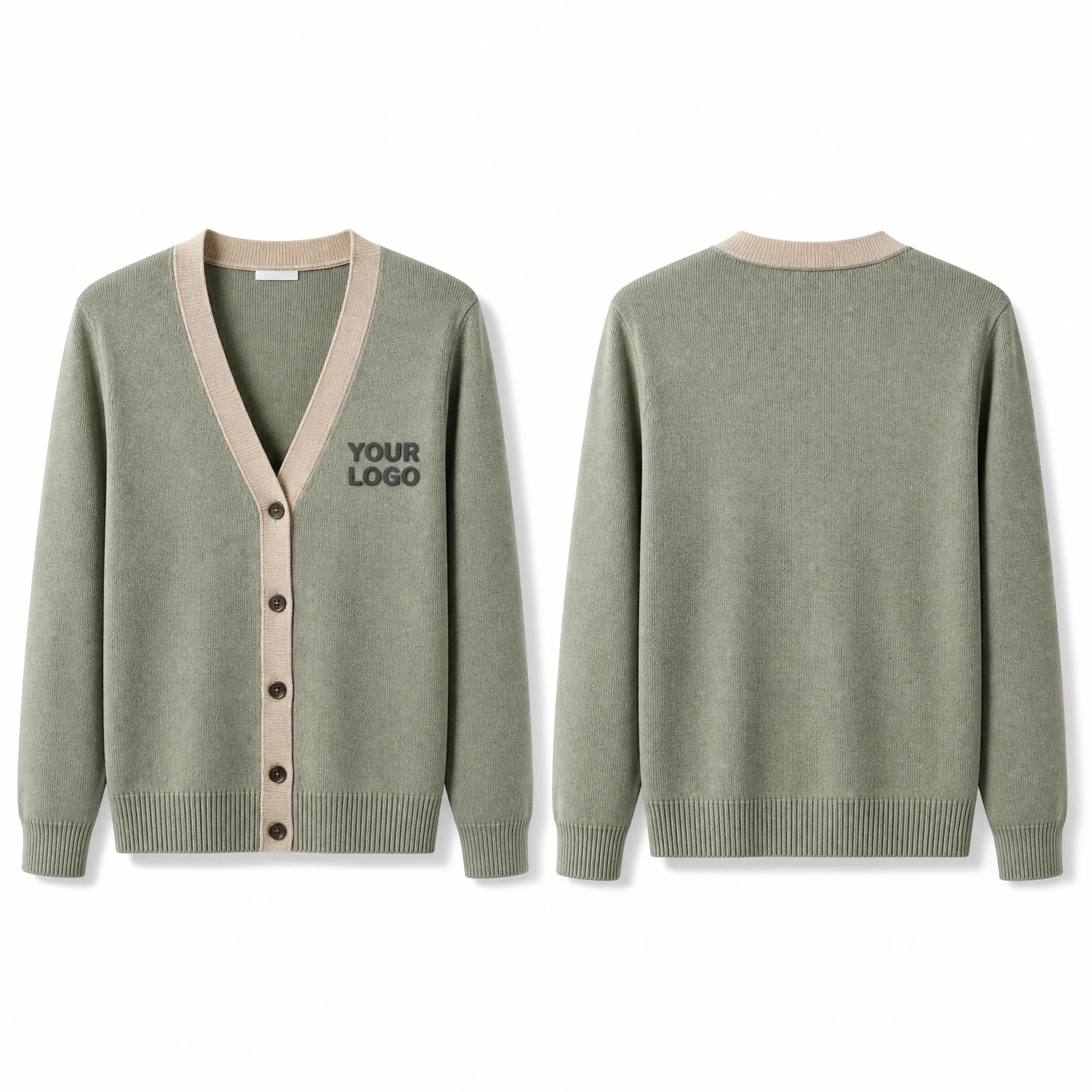 Y42 Wholesale Custom OEM Embroidery Patches Button Casual Letter Cardigan 100% Cotton Stripe Greek Varsity Winter Knitted
