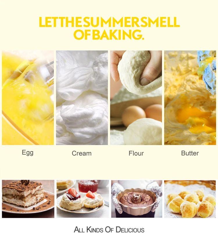 Hand Mixer Dessert Maker Chrome Decoration Stainless Steel Body Egg