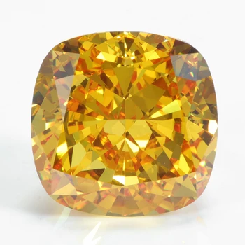 Factory Wholesale Price Yellow Cushion cut CZ with size 10*12mm for Jewellery Making