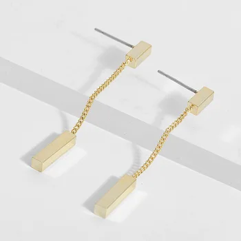 14k gold plating Long chain prism Earring