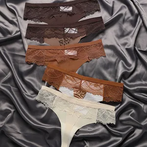 JENGS Best Selling Low Waist Lace Panties for Women Everyday Knitted Underwear Briefs Thong G Strings Tanga Solid Pattern