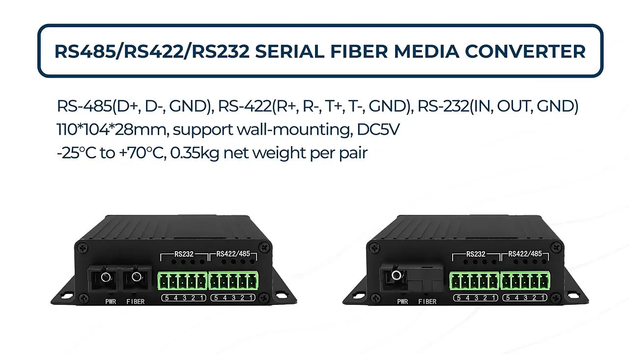Dual Fiber Sc Media Converter Serial Rs232 422 485 To Fiber Optic