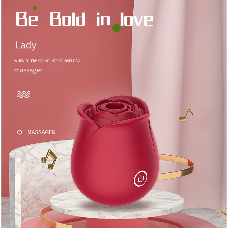 Sheyay Red Rose Shaped Suction Couples Sex Toy Vibrator