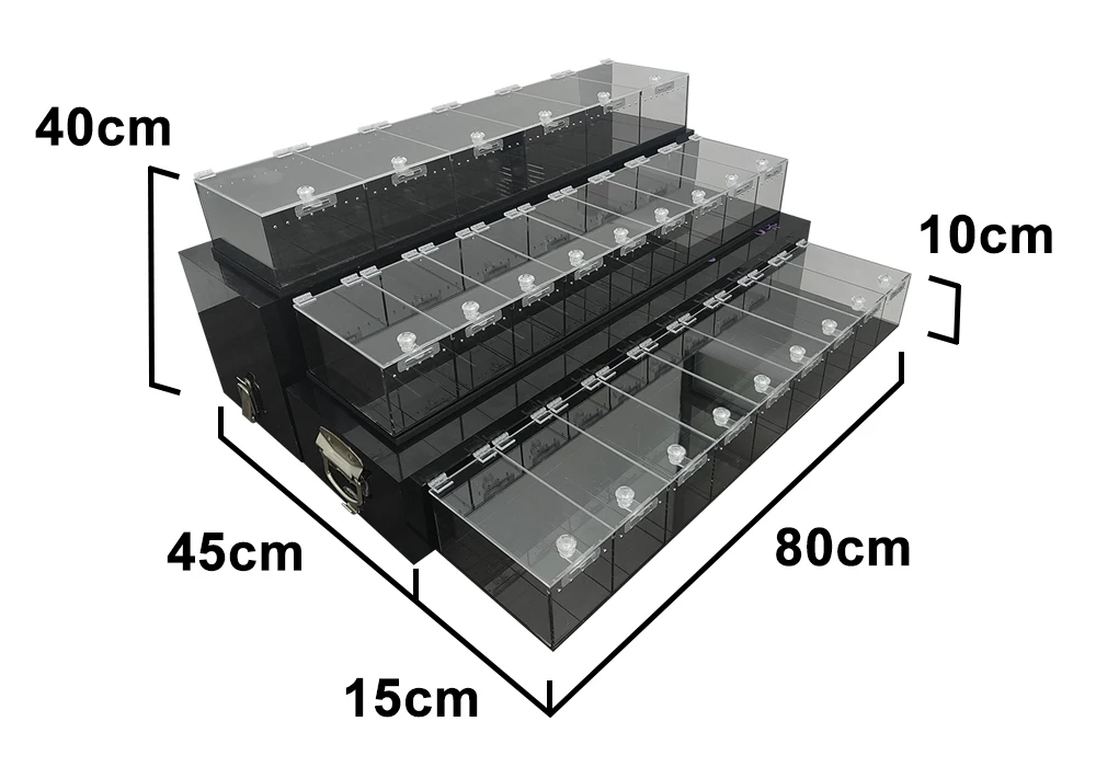 Custom 3 Shelves Table Top Acrylic Snake Gecko Reptile Display Cases ...