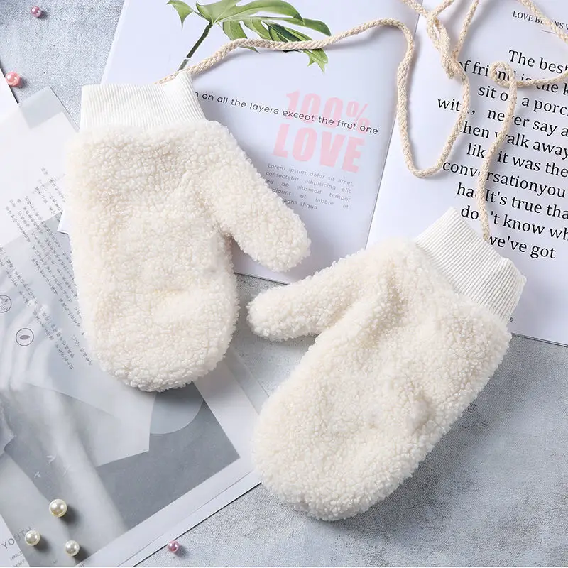 Хит продаж на заказ флисовые перчатки шею из чистого хлопка утолщенные Мультяшные полный палец зимние аксессуары для девочек