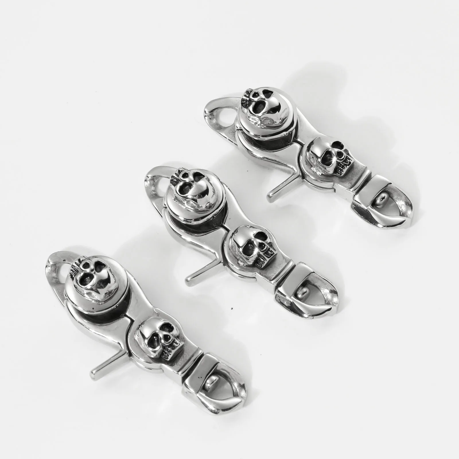 Stainless Steel Casting with Hook Clasp Spring Keychain Personalized Skull Jewelry Accessories
