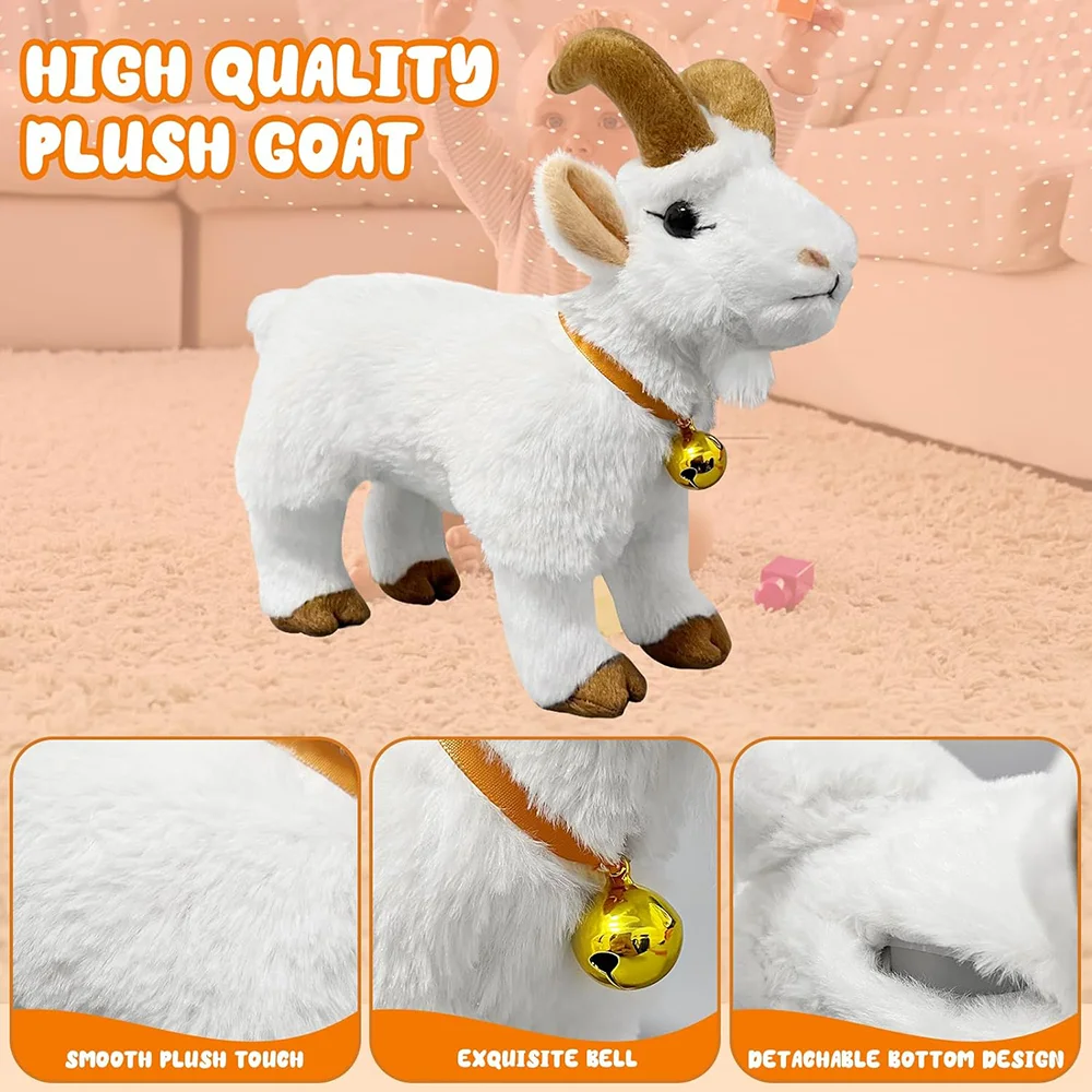 Custom Screaming Goat Plush Toy with Bell Makes Fun Sounds Features Gifts for Friends 10 Inch Stuffed Animal Toys Goat Sheep