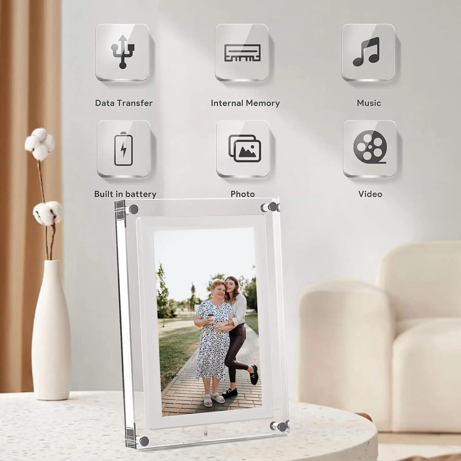 Desktop Frameo 10.1 Inch WiFi Acrylic Digital Photo Frame