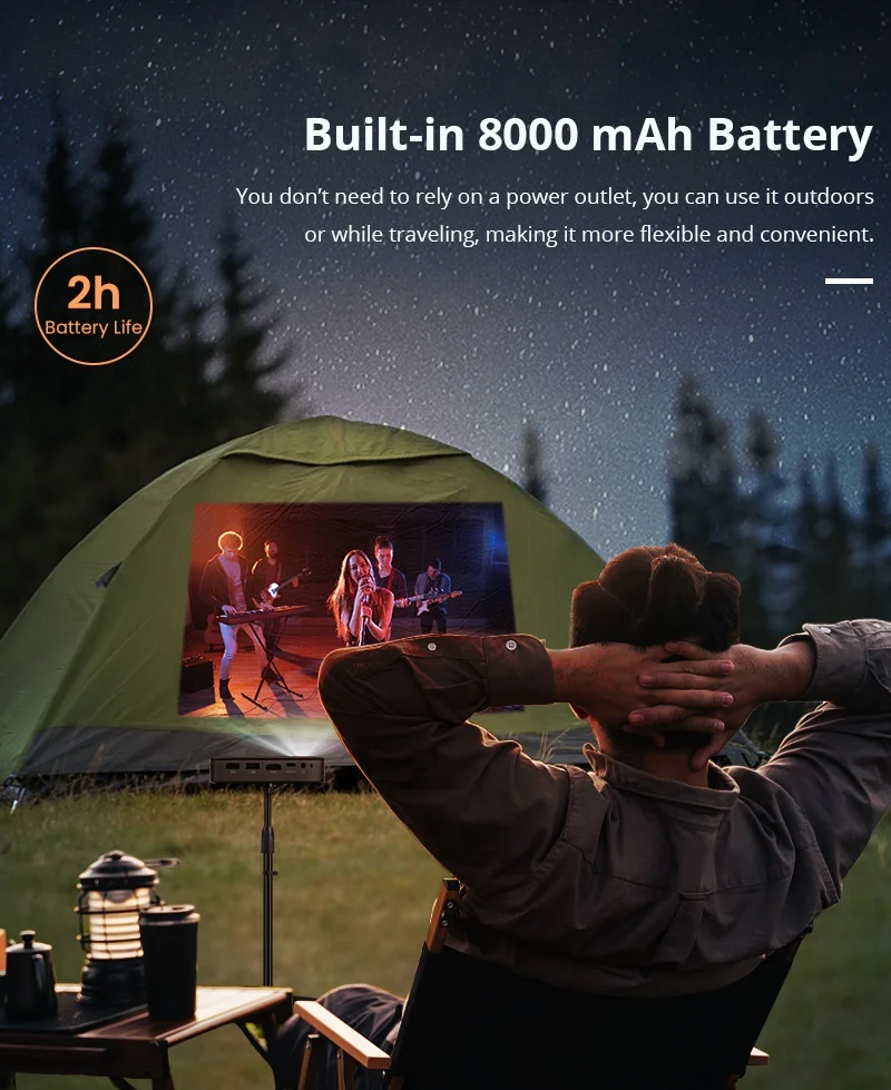 Factory Price DLP Interactive Mini Smart WiFi 5G Android System Built in Battery Projector for Education Outdoor Home