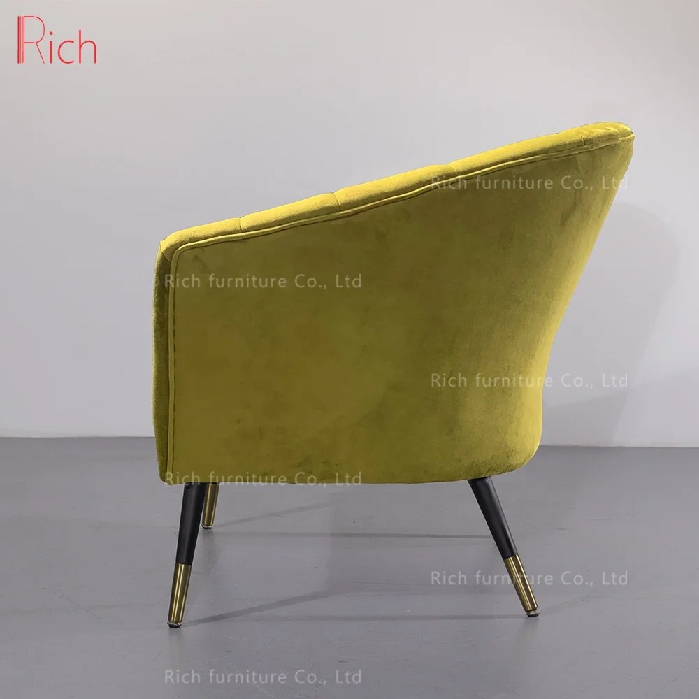 Modern Home Decorative Velvet Fabric Upholstered Curved Back Leisure Arm Chair for Apartment Living Room Hotel Office Event
