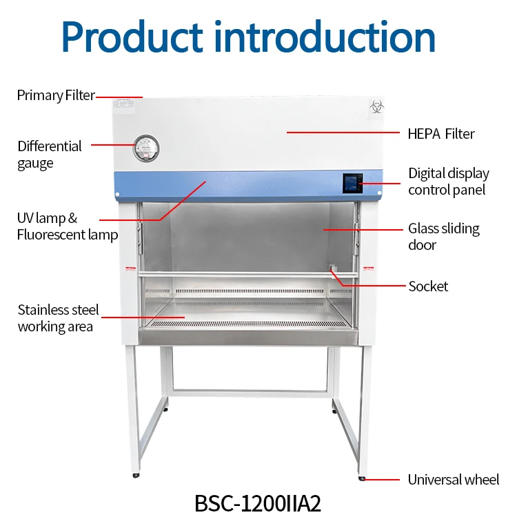 BSC-1200-IIA2 China factory direct supplier Class 2 biological safety cabinet for school university hospital lab equipment