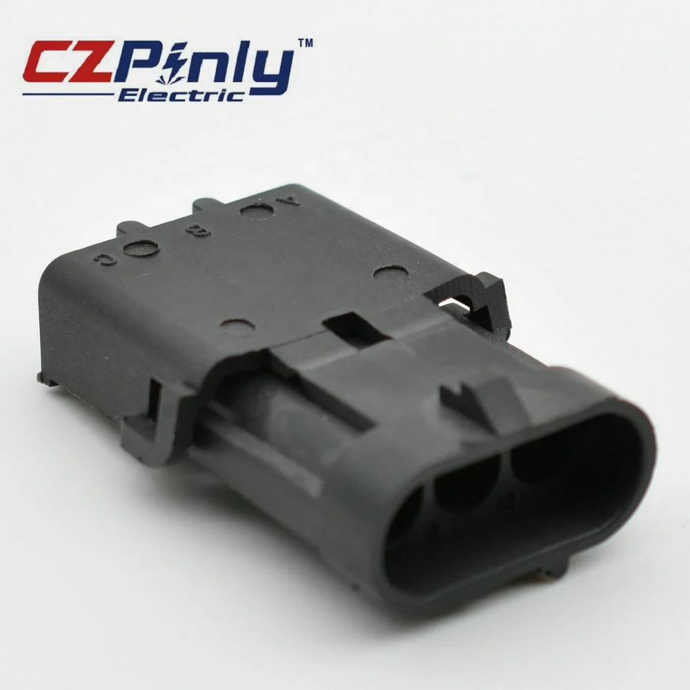 Gm Pa66 Pbt Gf30 Delphi Packard Tps 3 Pin Male Weatherpack Receptacle Connector 12010717