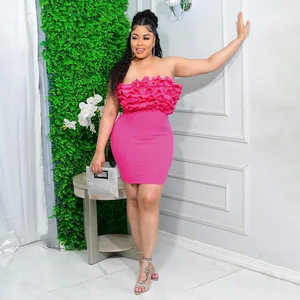 GX1134 Boutique 2026 Summer Sexy Clothing Boutique Tube Ruffled Mini Dresses Clothing Women Elegant Party Dress