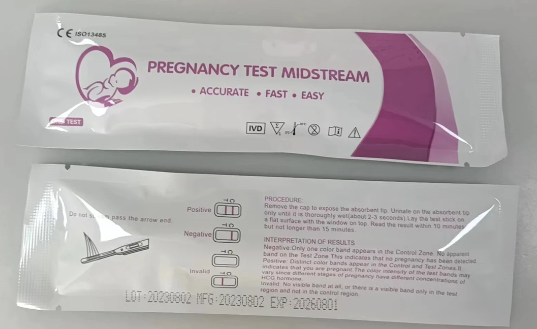 Medical Disposable 1 Step Quick Check 3.0mm HCG Pregnancy Test Midstream HCG manufacture