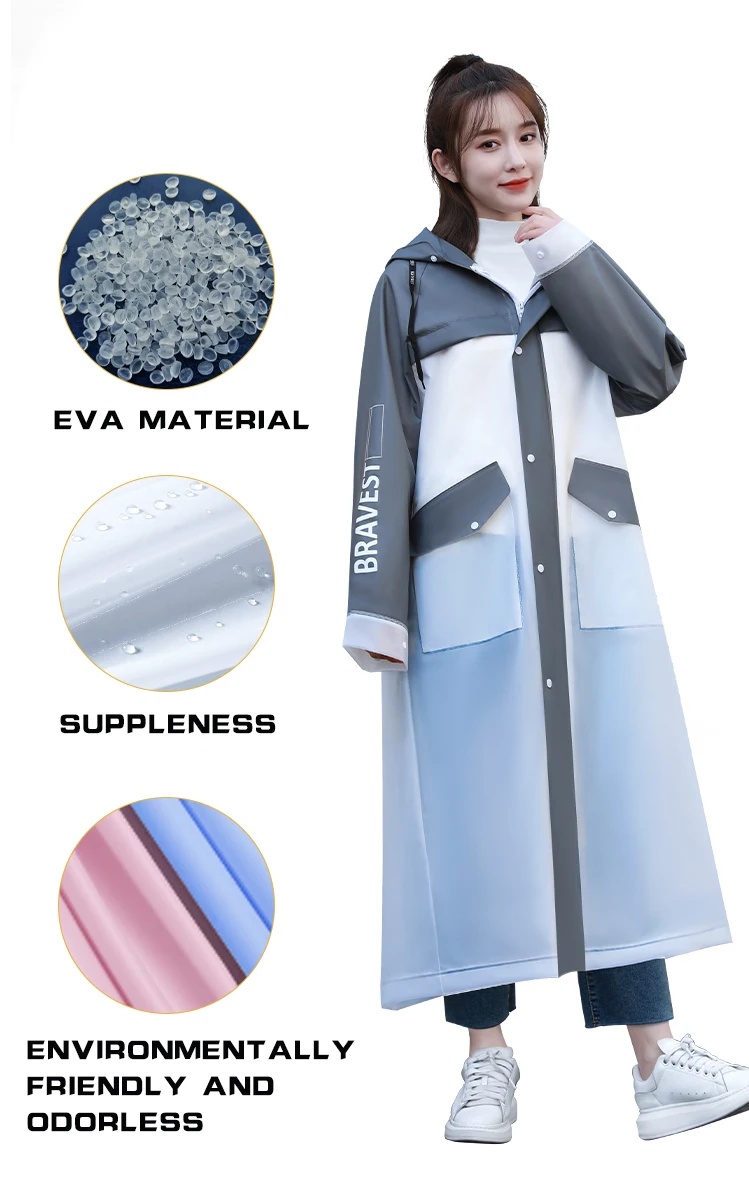 new product eva poncho raincoat Women's Long Portable Plus Size Quick Dry rain coat Outdoor Rainwear supplier