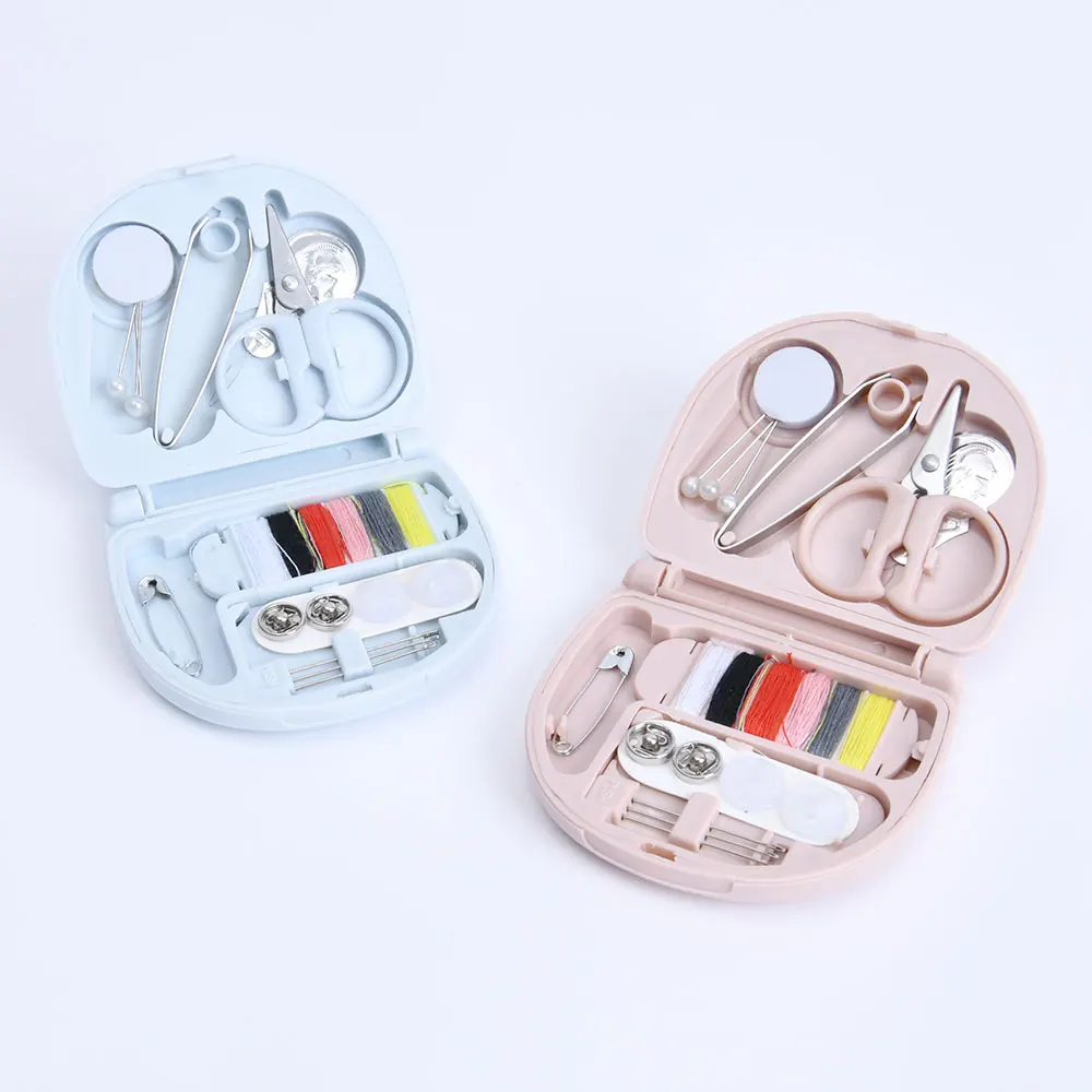Mini Case Plastic Scissors Sewing Set Needles Thread DIY