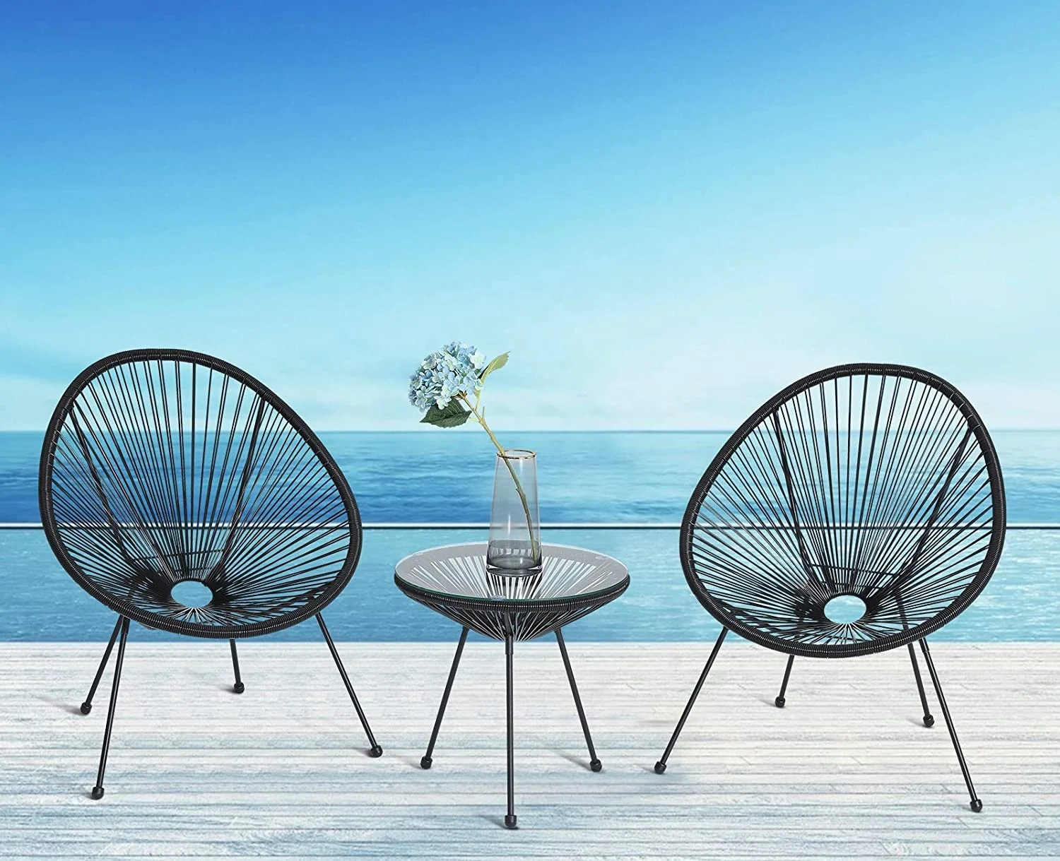 Hot Selling Acapulco Chair Stacking Rattan String Patio Chair Indoor  Outdoor Furniture Garden
