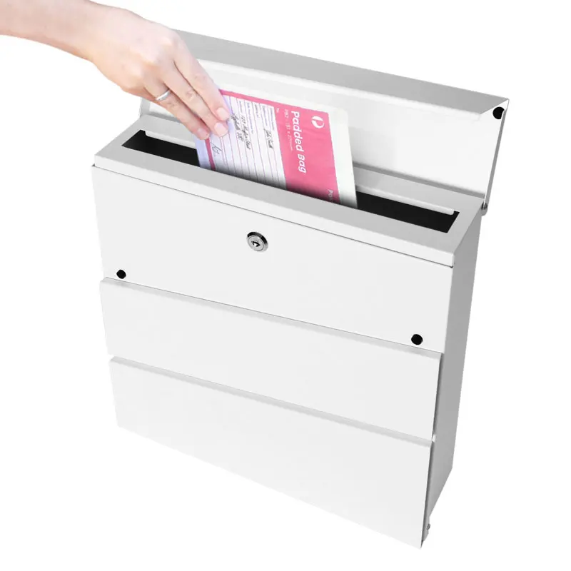 wholesale wall mounted stainless steel lockable mailbox outdoor big metal mail box apartment door letter post box