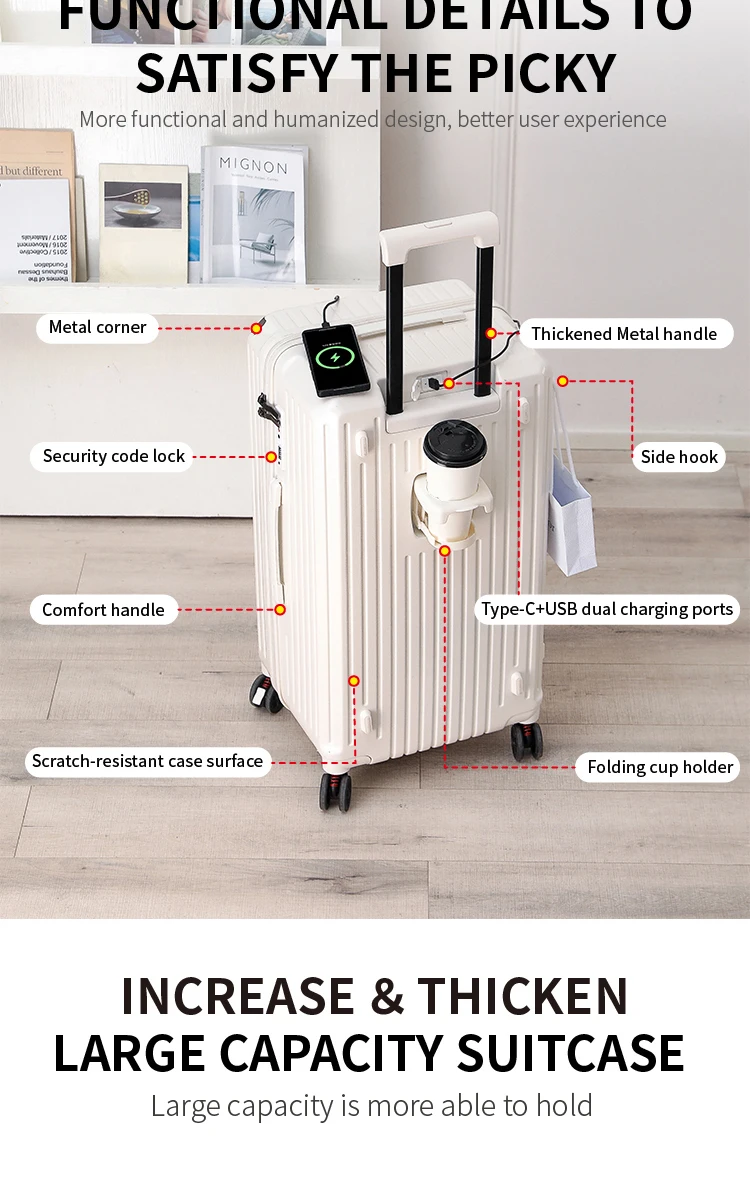 Japanese Large Size High Quality Combination Coded Suitcase Tsa Lugga