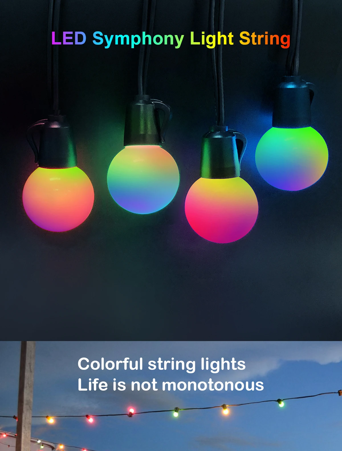 product new outdoor garden rgb colorful round string lights oem indoor christmas tree decoration led string lights-37