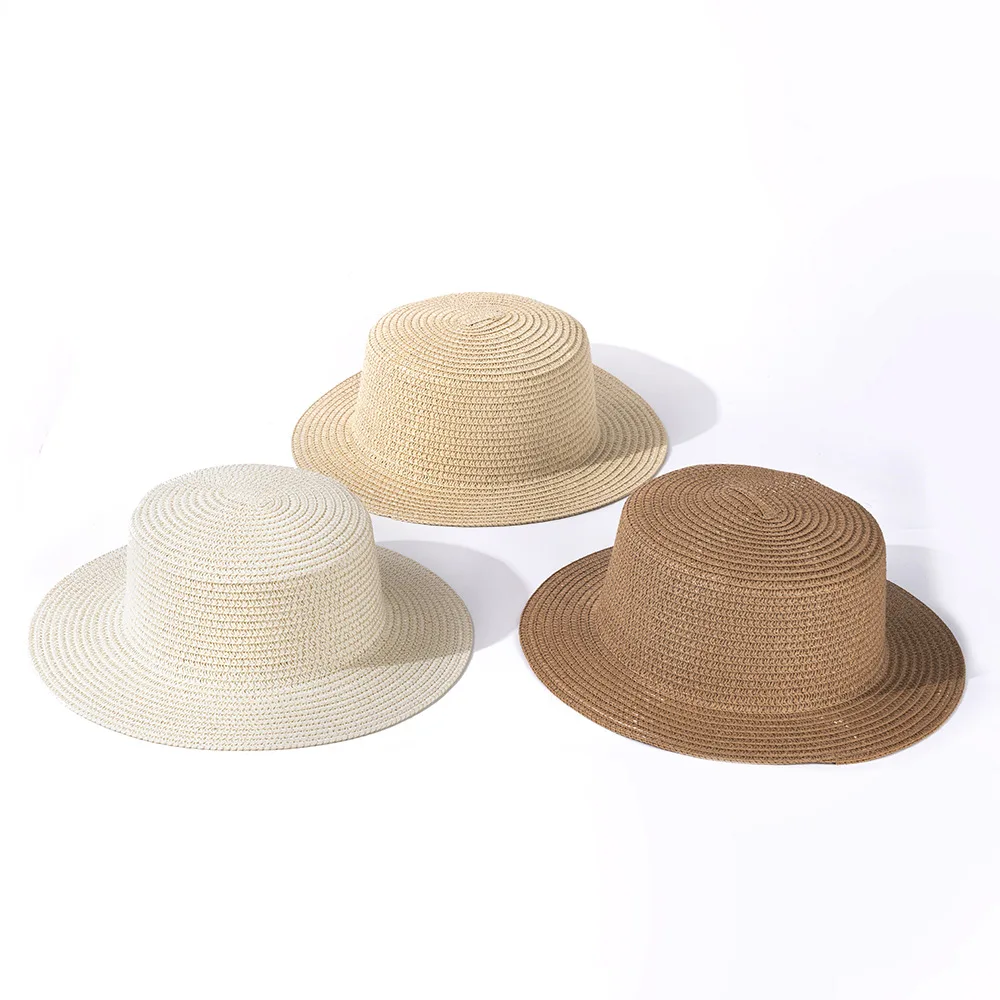 Оптовая Продажа Весна-лето солнцезащитный козырек унисекс бумажная соломенная плоская простая Джаз-канотье шляпа