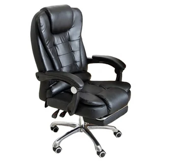 Computer desk chair Chrome base Swivel leather seat with massage office chair