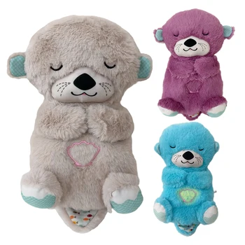 2024 Music Lights & Rhythmic Breathing Motion Sleeping Otter Plush 