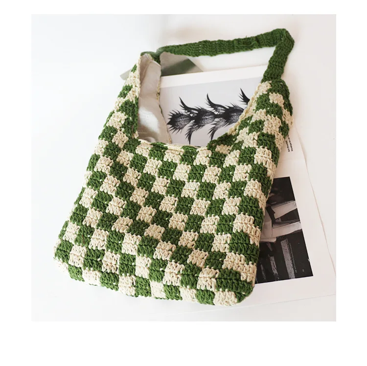 Fashionable Color Contrast Trendy Alphabet & Leopard Print Shopping Beach  Shoulder & Tote Crochet Bag