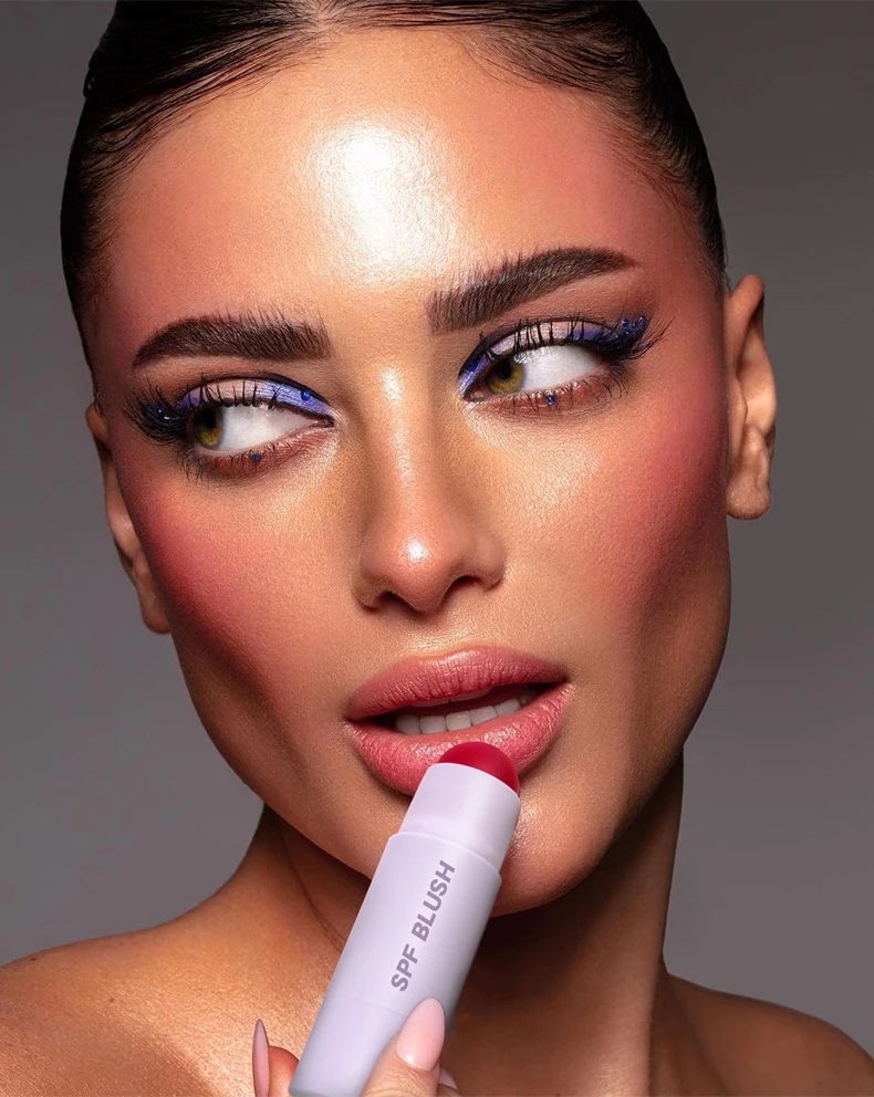 Custom Spf Waterproof Vegan Purple Tube Peach Face Blush And Contour