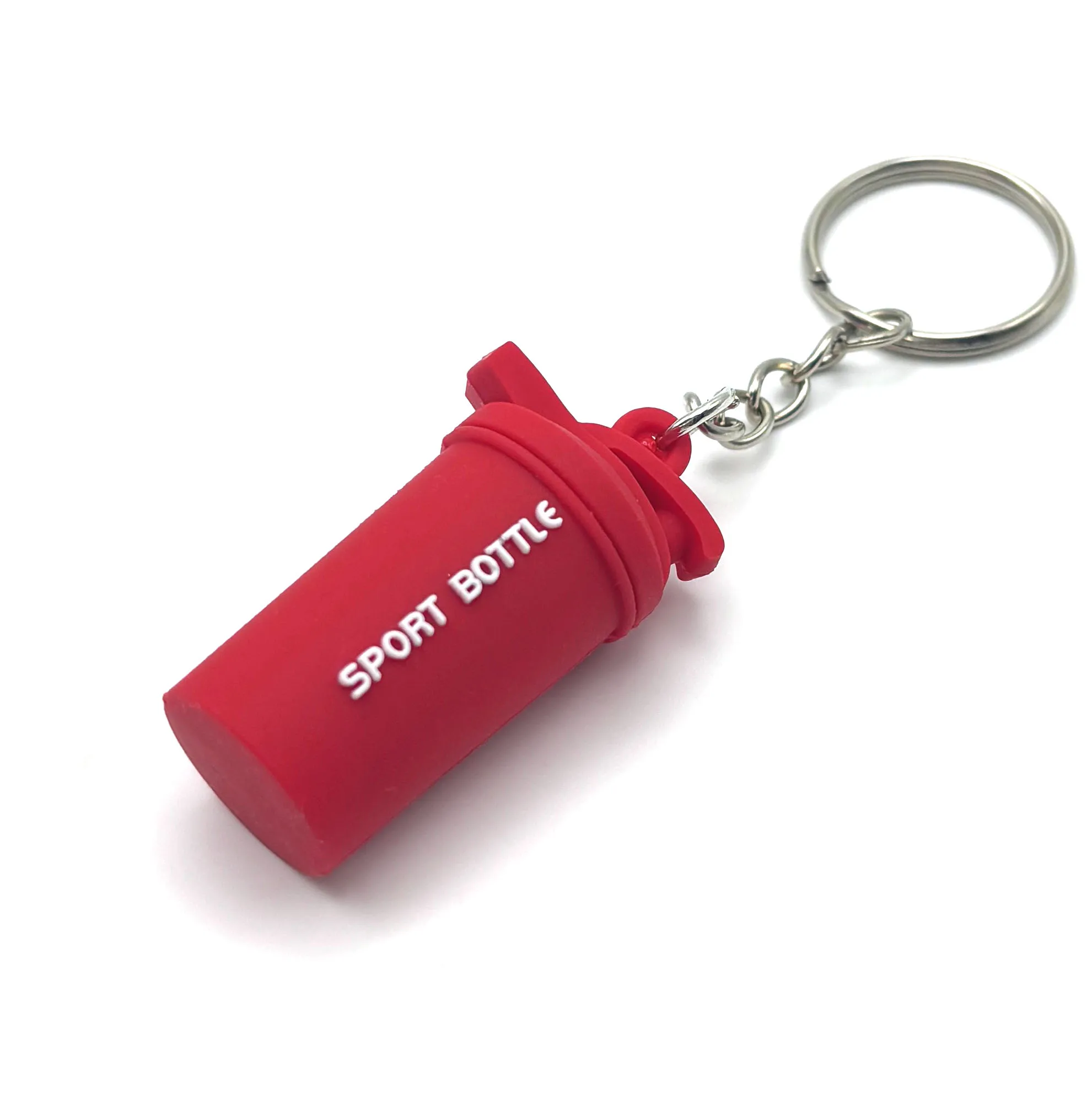 Ready To Ship Gym Sport Bottle 3d Pvc Key Chain Protein Powder Shake