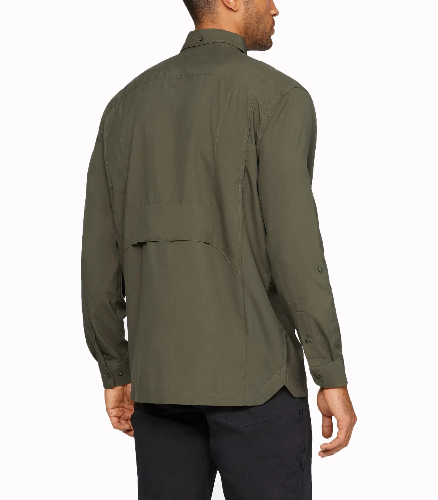 Рубашка рыболовная быстросохнущая армейского зеленого цвета с длинными рукавами и карманами, 100% полиэстер