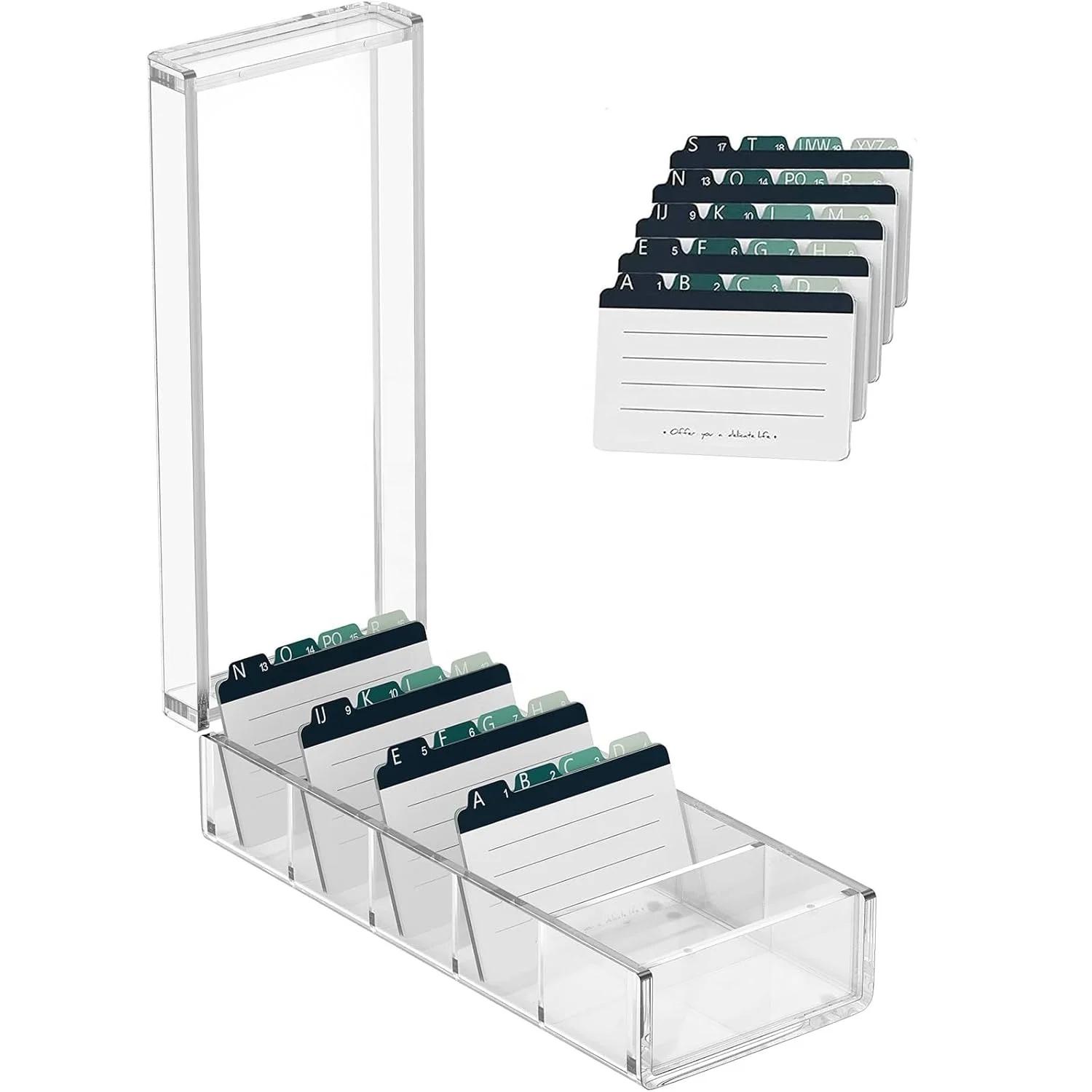 Clear Acrylic Business Card Holder Organizer - 6 Dividers for 600 Cards,  Perfect for Office and Store Countertop Display